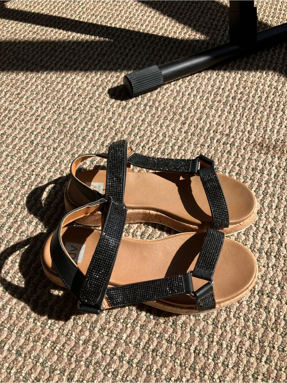 Dolce Vita Girls Black Sparkle Strap Cork-Style Wedge Sandals